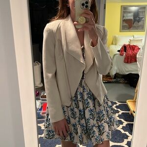 T Tahari Faux Leather Suede Draped Moto Jacket xs light stone